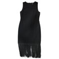 thumbnail image 1 of Ralph Lauren Vestido de cóctel con ribete de flecos para mujer, negro, 4, 1 of 1