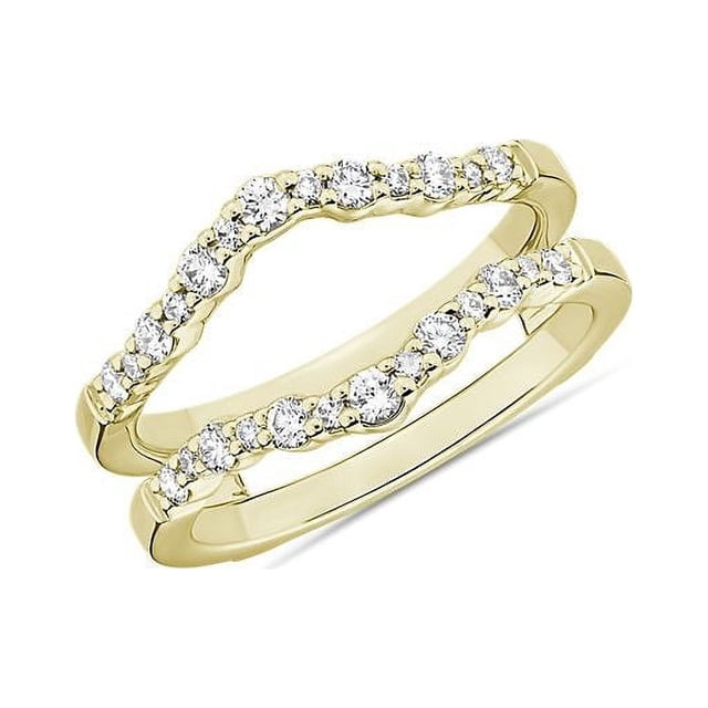 0.30 Ct Round Cut Natural Diamond Unique Band for Anniversary Solid 18K Yellow Gold Size 4