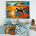 thumbnail image 3 of Boat At The Lake During Evening Glow VII 32 in x 24 in Framed Painting Canvas Art Print, by Designart, 3 of 4