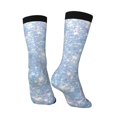 thumbnail image 5 of Uemuo White Bule Glitter Pattern Women's Crew Socks, Soft Durable Breathable Moisture-Wicking with Odor Control Cotton socks, 5 of 9