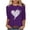 NQR1-Valentine's Day-Purple, variant on VKOYWKM Heart Shirts Women Valentines Day T-Shirts Heart Graphic Tees Tops 3/4 Sleeve Casual Crew Neck Love Heart T-Shirts Happy Valentines Day Blouses