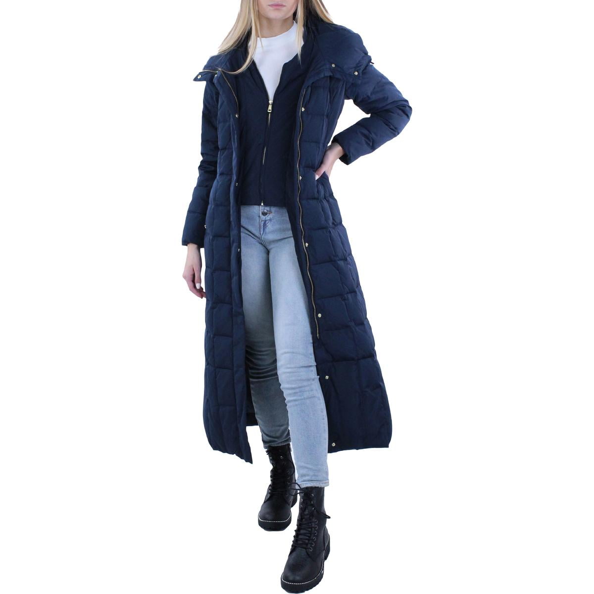 Cole Haan Women s Long Quilted Down Puffer Coat with Attached