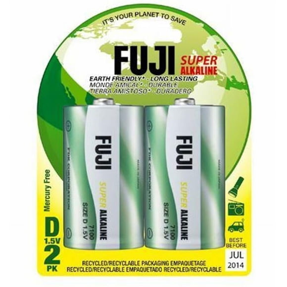 Fuji Batteries 4100BP2 Enviro Max D Super Alkaline Batteries - Pack of 2