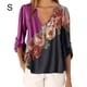 thumbnail image 1 of Blusa Camisa con cuello en V y estampado floral Blusa suelta de manga larga Top de mujer, Rosa roja, S sidaley AP002021-57, 1 of 5