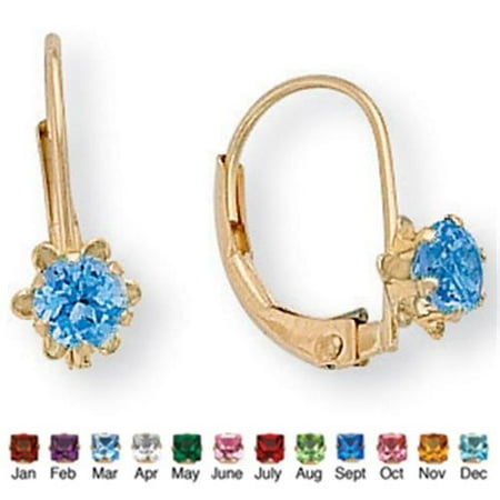 PalmBeach Jewelry 2422709 Genuine Birthstone 10k Gold Earrings September - Simulated Sapphire