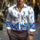 thumbnail image 3 of Camisas casuales con estampado floral para hombre, para exteriores, calle, suaves y cómodas, para uso diario, con solapa, para otoño, camisas de gran tamaño, 3 of 5