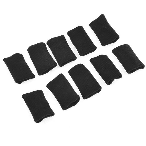 Unique Bargains 10Pcs Black Basketball Sports Elastic Finger Sleeves Protector Wrap Band