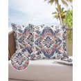 thumbnail image 6 of Pack of 2 Outdoor Pillow Covers, Boho Vintage Blue and Red Floral Pattern Waterproof Square Throw Pillowcase Cushion Decorative Pillow Covers for Couch Patio Tent, 24x24 in, 6 of 6