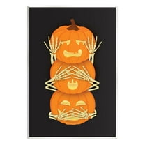 Stupell Industries Hear See Speak No Evil Pumpkins Graphic Art Unframed Art Print Wall Art, Design by Linda Birtel