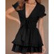 thumbnail image 4 of Vestido PRETTYGARDEN 2025 Cuello en V Manga Corta Negro XL, 4 of 5