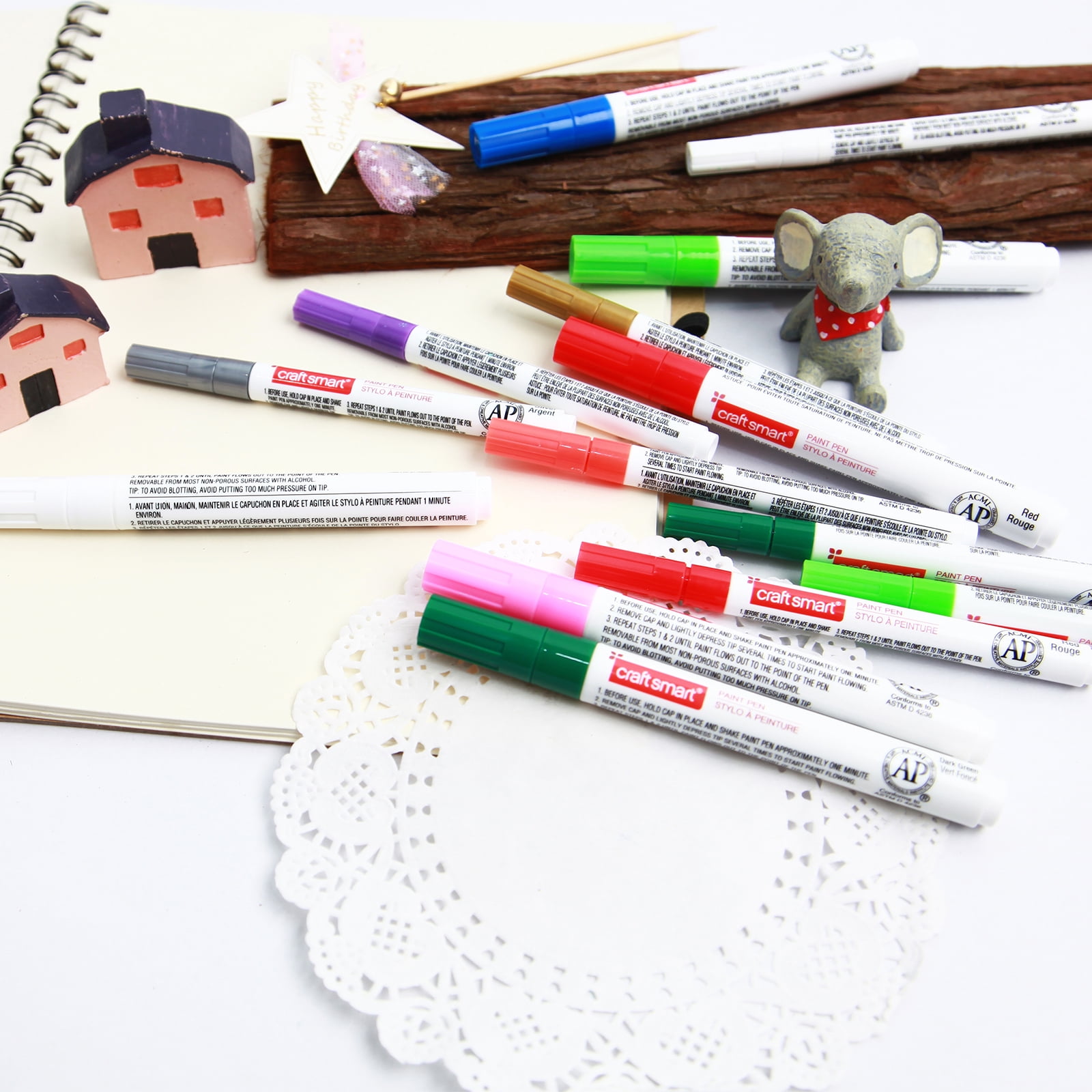Assorted Medium & Broad Line Paint Pen Set by Craft Smart - Premium Paint Pens For Wood - Plastic - Metal - Glass - and Arts & Crafts - 1 Pack
