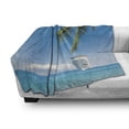 thumbnail image 3 of Nautical Soft Flannel Fleece Blanket, Large Cruise Ship Heads to Tropical Sandy Beach Exotic Panorama Coastal Theme, Cozy Plush for Indoor and Outdoor Use, 50" x 60", Turquoise Green, by Ambesonne, 3 of 6