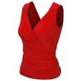 thumbnail image 2 of KOGMO Womens Sleeveless Side Wrap Ruched Shirred Slim Fit V-neck Top Shirts, 2 of 5
