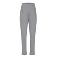thumbnail image 5 of Kvture Women's Stretchy Dress Pants High Rise Straight Leg Business Work Office Slacks Trousers with Pockets Plus Size Gray L, 5 of 6
