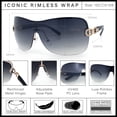 thumbnail image 5 of SA106 Womens Oversize Shield Curved Wrap Around Fashion Sunglasses / Gold Frame - Gradient Black Lens, 5 of 7