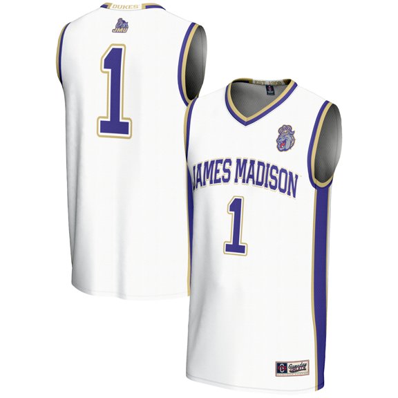 Youth GameDay Greats White #1 James Madison Dukes Lightweight Basketball Jersey
