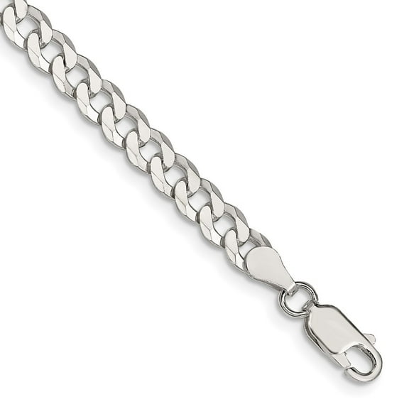 Auriga Fine Jewelry 925 Sterling Silver 5mm Beveled Curb 9inch Chain Bracelet for Men