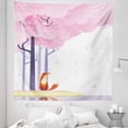 thumbnail image 1 of Fox Tapestry, Spring Inspired Composition Pink Sakura Tree Falling Leaves Idyllic, Fabric Wall Hanging Decor for Bedroom Living Room Dorm, 5 Sizes, Pale Pink Lavender, by Ambesonne, 1 of 1