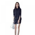 thumbnail image 1 of Casual Été Robe Dames Verticale Bande Tour-Down Col Slim Chemise Mode Bureau Vestidos, 1 of 6