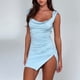 thumbnail image 4 of Vestido corto irregular femenino Vestido camisola corto fruncido sexy Ropa de playa sin espalda FLhrweasw Nuevo, 4 of 7