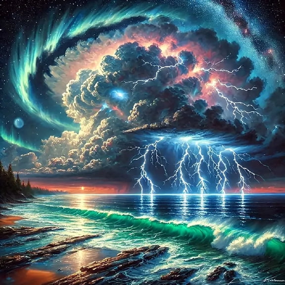 BYGFHLYW Diamond Art Painting Kits for Adults,Storms 5D Diamond Painting Dots Art Kits for Adults Beginner, DIY Full Round Gem Crystal Art Paint by Diamond, Home Wall Decor 14x 14 in