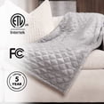 thumbnail image 6 of Sunbeam Heated Throw Blanket Quilted Velvet Reverse Sherpa Dove Gray 4 Heat Settings 4 Hour Auto Shut Off 50"x60", 6 of 11