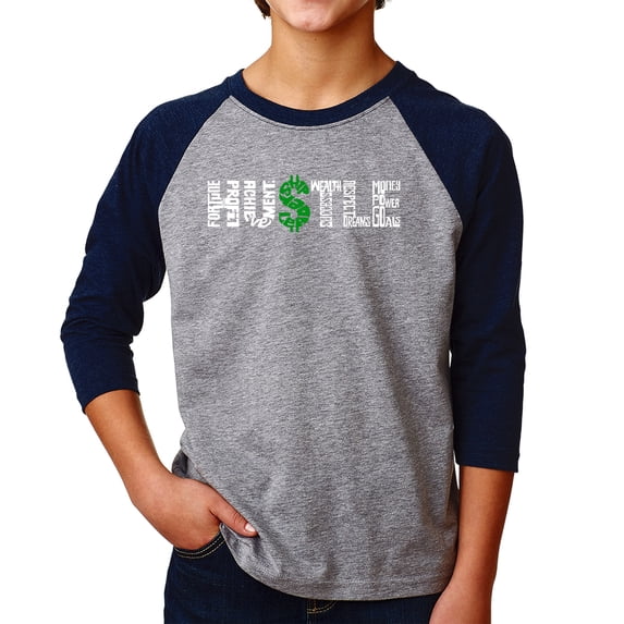 Boy's Raglan Baseball Word Art T-shirt - Hustle