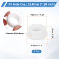 thumbnail image 2 of 2 Pack Rubber Grommets Fit 1.28" (32.6mm) Hole Dia.0.59" (15mm) H 0.31"(8mm) ID Hole Top Hat Grommet Silicone Rubber Hole Plug Gasket, White, 2 of 6