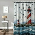 thumbnail image 2 of Orinice  Lighthouse Shower Curtain Set with Non-Slip Rug Toilet Lid Cover and Bath Mat Nautical Sailboat Bathroom Curtain Seascape Fabric Bathtub Decor 60x72, 2 of 7