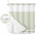 thumbnail image 2 of Farmhouse Sage Green White Striped No Hook Shower Curtain Waterproof, Bathroom Curtains with Snap in Liners and See Through Top Window, Modern Stripes Hotel Style Bathtub Curtains Shower 72"Wx78"L, 2 of 8