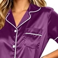 thumbnail image 5 of NominalSnug Satin Pajamas Sets for Women Short Sleeve Button down Sleepwear Wide Leg Pants Loungewear, 5 of 8