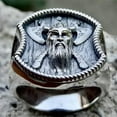 thumbnail image 3 of Viking Axe Horned Helmet Ring Odin Warrior Celtic Huginn Muninn for Men Gift Box Stainless Steel Double God Bearded Biker Entwined Bird Norse Symbol Rune Mythology GOT Chrome Valhalla (VKNGAXE), 3 of 5