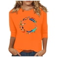 thumbnail image 1 of Dadaria Chemise Orange pour Femmes Manches 3/4 T-Shirt Col Rond Grande Taille Chandail d'Été m, 1 of 5