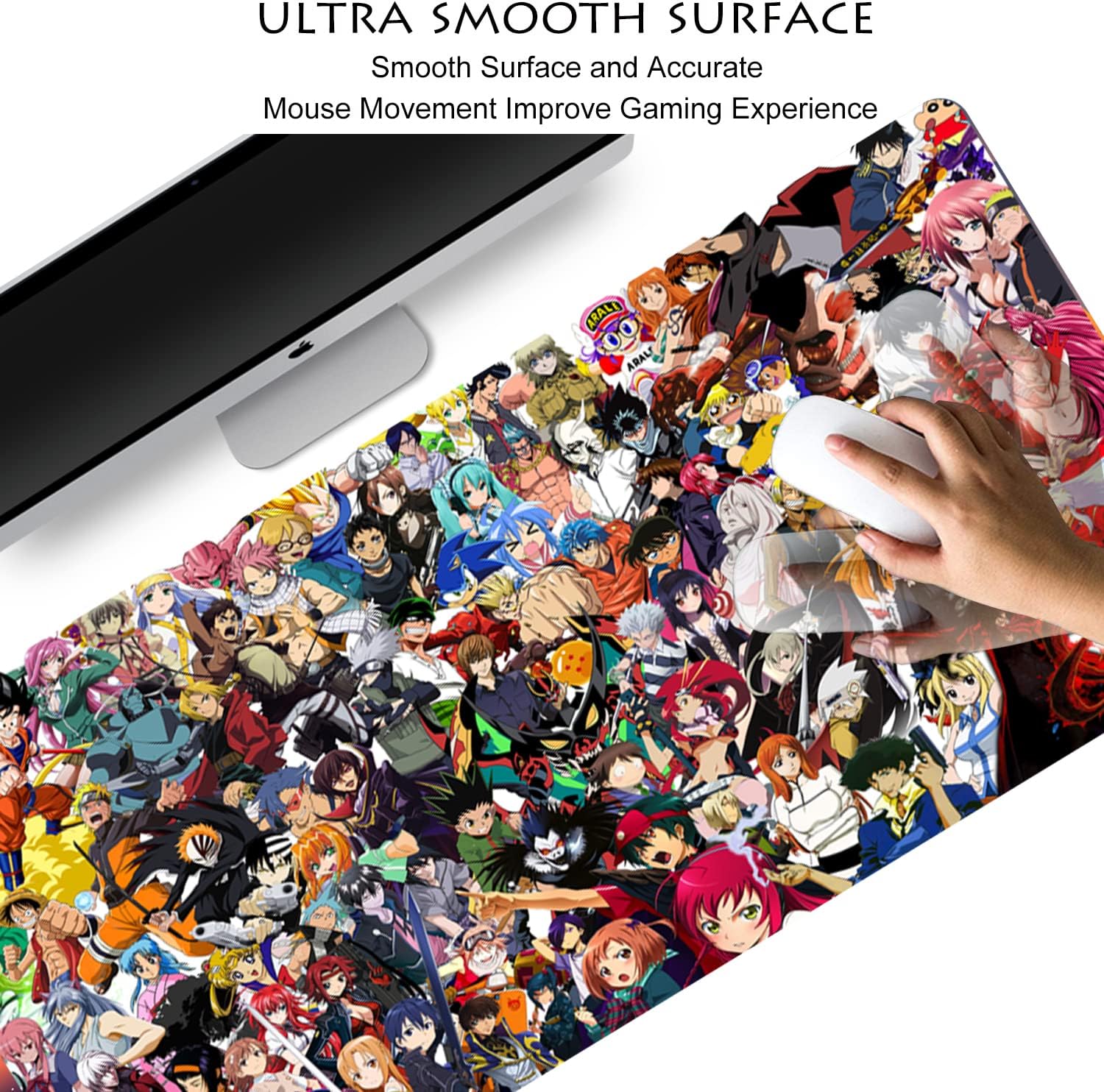 Extended Large Gaming Mouse Pad, Full Desk Keyboard Mouse Pad, XXL Bigmouse Pad with Anime, Waterproof and Anti-Skid for Office Desk Decor . (35.4×15.75×0.1 inch)