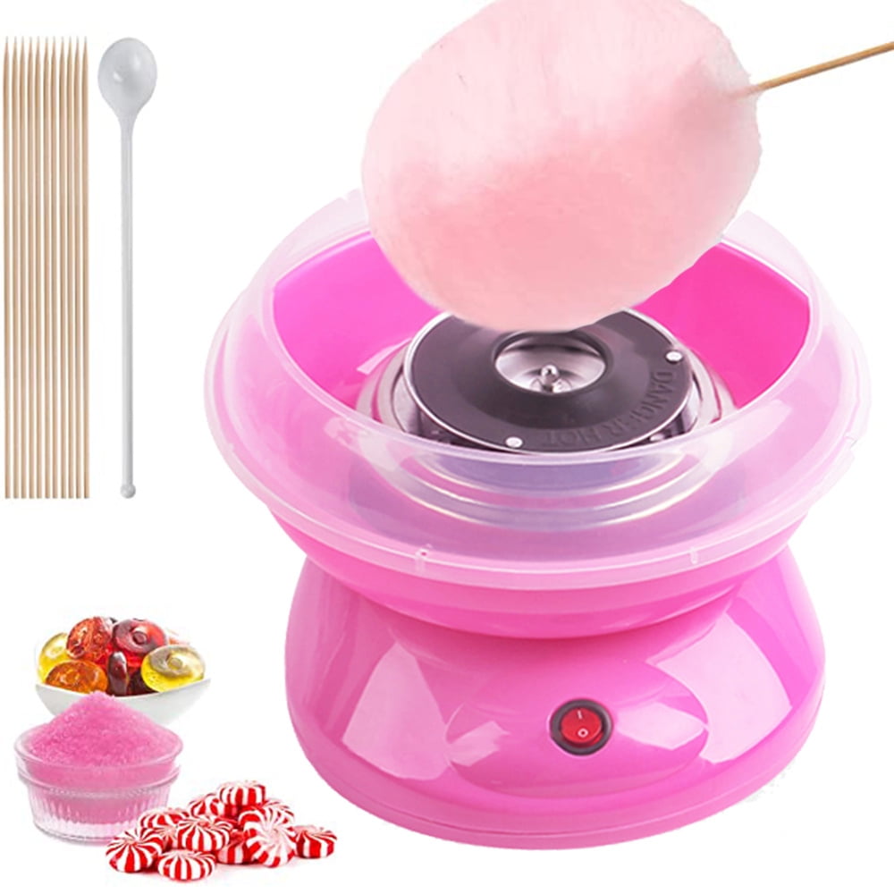 Vintage Hard Free Countertop Cotton Candy Maker 110V with 10 x Bamboo Sticks And Scoop Electric Candy Machine Kit for Birthday Parties Family Parties 