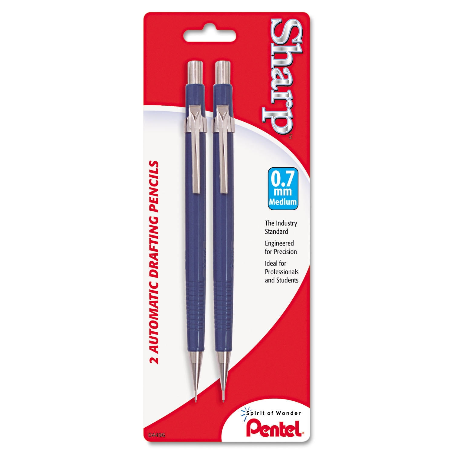 2 packs-Pentel - Sharp Mechanical Drafting Pencil, 0.7 mm, Blue Barrel - 2/Pk