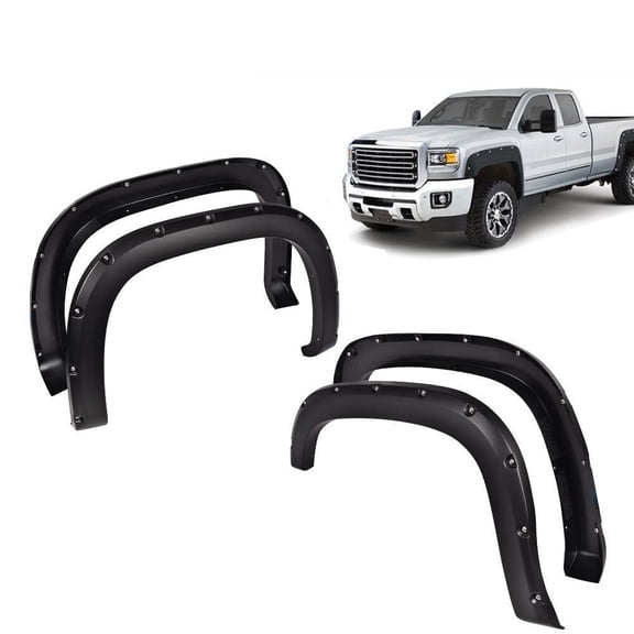 Wheel Fender Flares Fit For 2007-2013 GMC Sierra 1500 Pocket-riveted Smooth 4pcs
