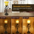 thumbnail image 2 of Touch Control Table Lamp with USB Port, 3-Way Dimmable Bedside Nightstand Lamp, Amber Glass Shade Vintage Rural Leaf Flower Lamp for Bedroom, Living Room (Set of 2, Bulbs included), 2 of 7