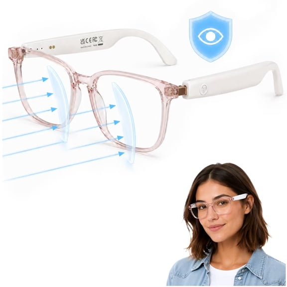 GenXenon Bluetooth Audio Glasses for Men Women,Blue Light Blocking Smart Eyewear with Open Ear Speakers,Wireless Music & Hands Free Calling,UV400 Computer Glasses for Work Reading Gaming