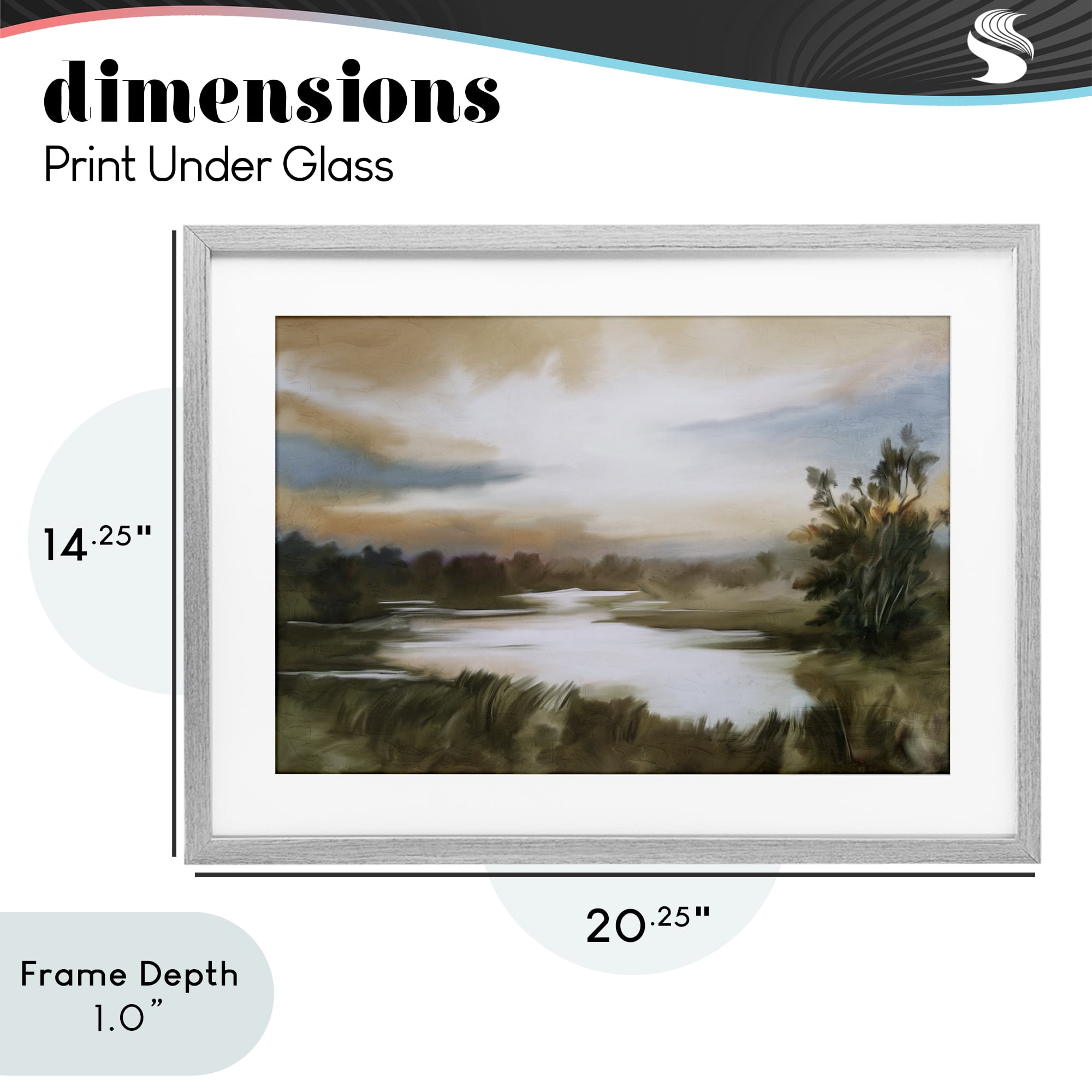 Stupell Industries Sunset Pond Countryside Gray Framed Print Under Glass, design by Kim Allen