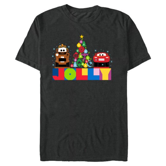 Disney and Pixar’s Cars Mater and McQueen Jolly Holiday - Short Sleeve Blended T-Shirt for Adults – Customized-Dark Heather