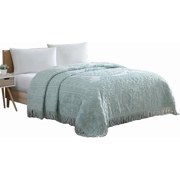 Chenille Bedspread Full Blue