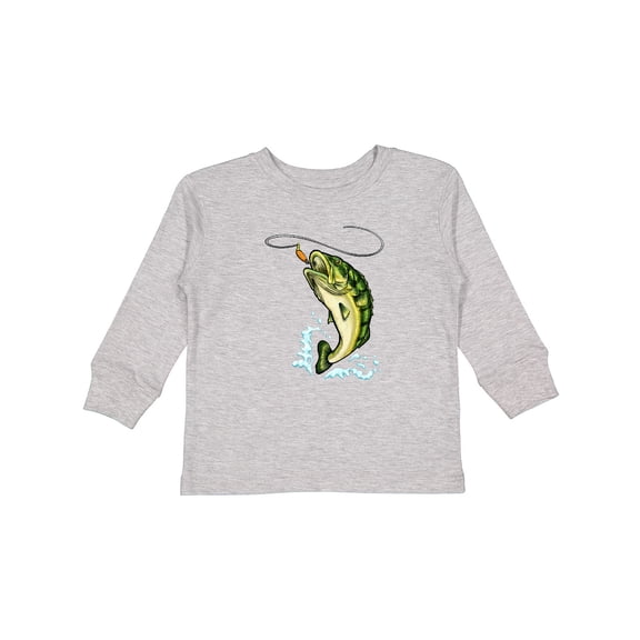 Inktastic Leaping Bass Fish Boys or Girls Long Sleeve Toddler T-Shirt