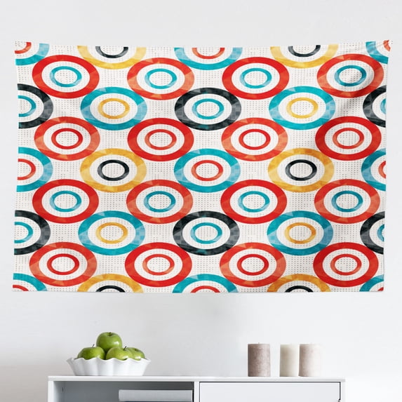 Psychedelic Tapestry, Graffiti Inspired Street Art Style Pattern Retro Style Modern Teen Room Urban, Fabric Wall Hanging Decor for Bedroom Living Room Dorm, 2 Sizes, Multicolor, by Ambesonne