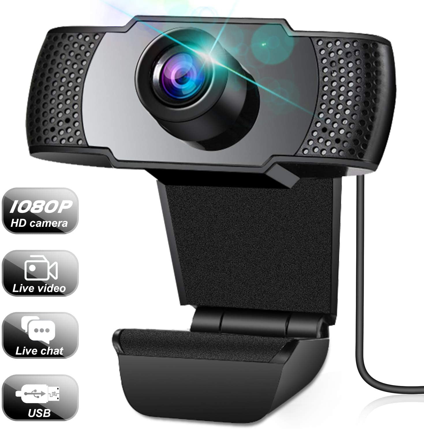 Webcam, Webcam with Microphone, Full 1080P HD Video Webcam, Streaming Computer Web Camera , USB Computer Webcam for Video Calling, Online Classes