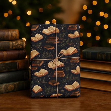 Book Christmas Wrapping Paper Luxury Literary Gift Wrap Traditional Festive Book Lover Gift Wrap for Readers Luxury Xmas Wrapping Paper Christmas Gift Paper