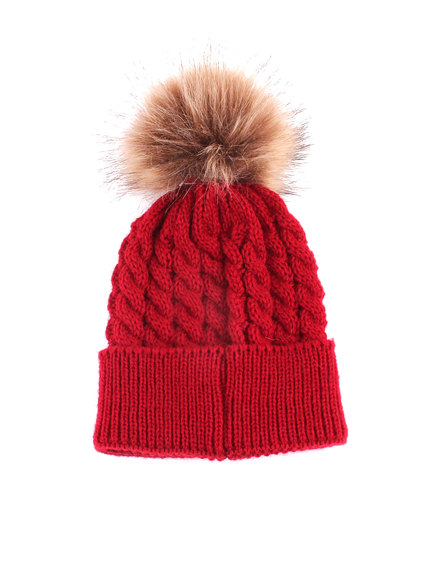 Toddler Kids Girl&Boy Baby Winter Warm Crochet Knit Soft Hat Beanie Hairball Cap 