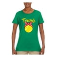 thumbnail image 2 of Wild Bobby, Tennis Mom Cute Bow Ribbon Tennis Ball, Mother's Day, Women Graphic T-Shirt, Kelly, Small, 2 of 3