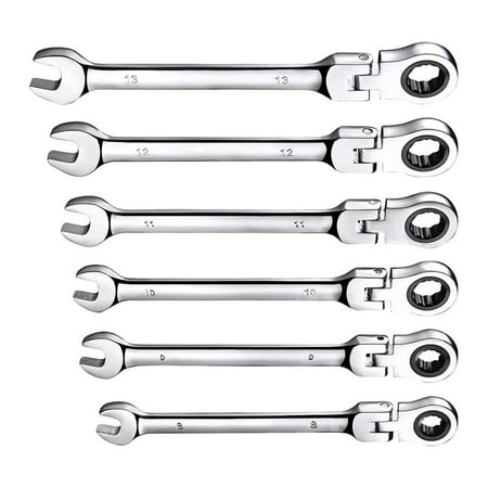 

12 Pcs Metric Flex-Head Ratchet Wrench 8-19mm Flex-Tip Ratchet Set Combination Wrench Tool Ratchet Set