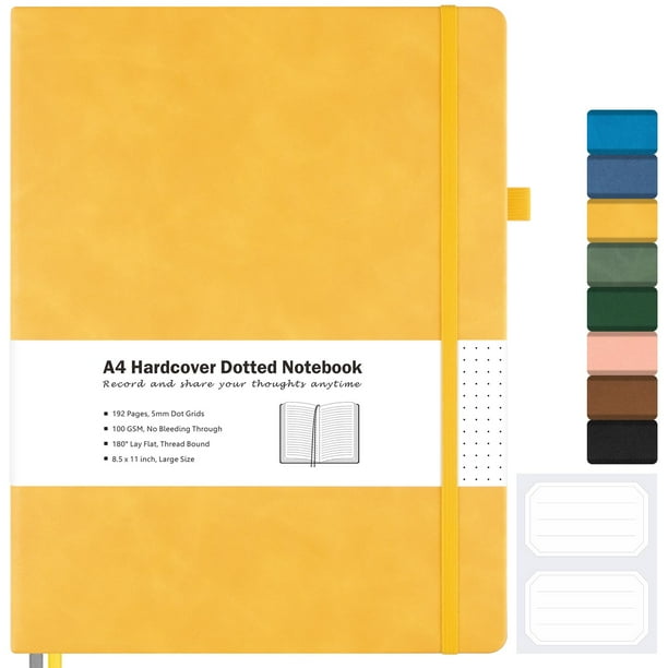 Cuaderno MALEDEN de tapa dura A4 Cuadrícula de puntos 21,5x28 cm Amarillo